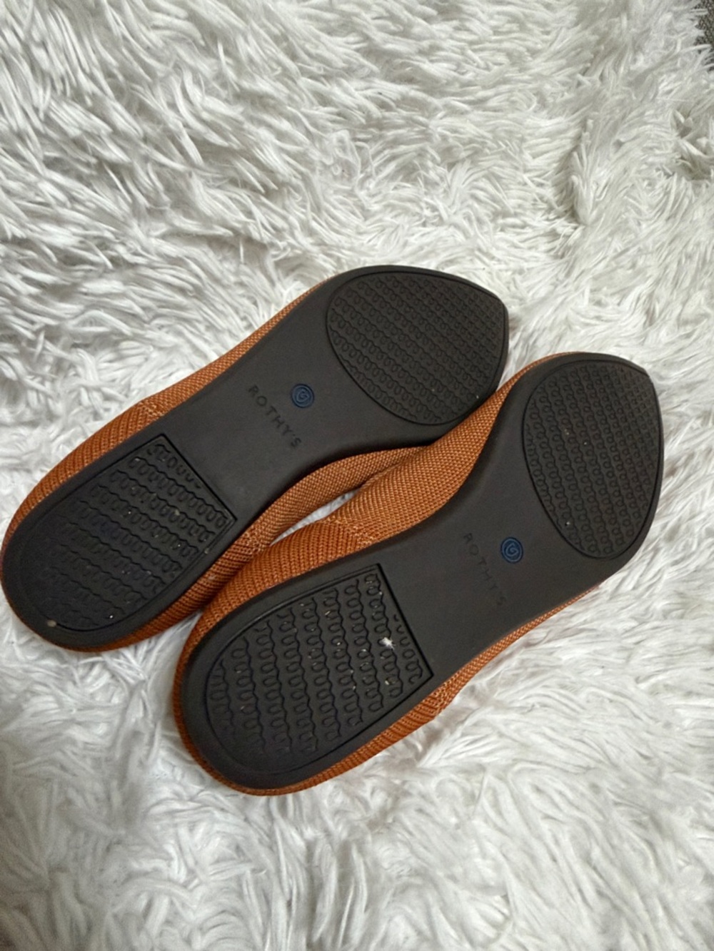 Rothy's Pointed Toe Flats in Rust with Blue Trim - Picture 7 of 10